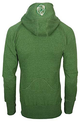 Malham Irish Triskele Yarn Dyed Hoodie Heather Green
