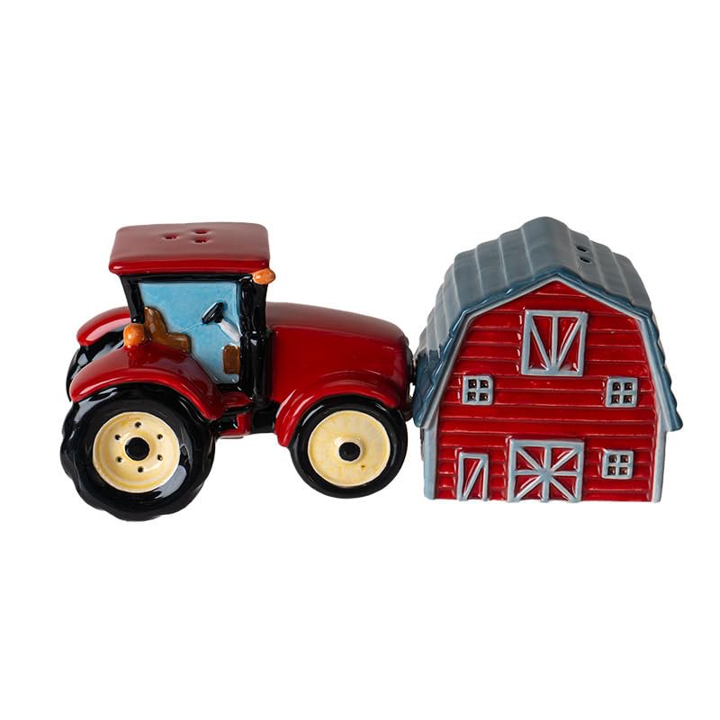 Pacific Giftware Country Kitchen Tractor & Barn Salt and Pepper Shakers