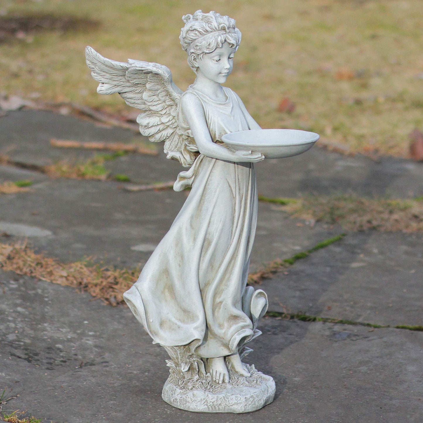 Joseph's Studio by Roman, 18" H Angel Birdfeeder Garden Statue, Religious Outdoor Decor