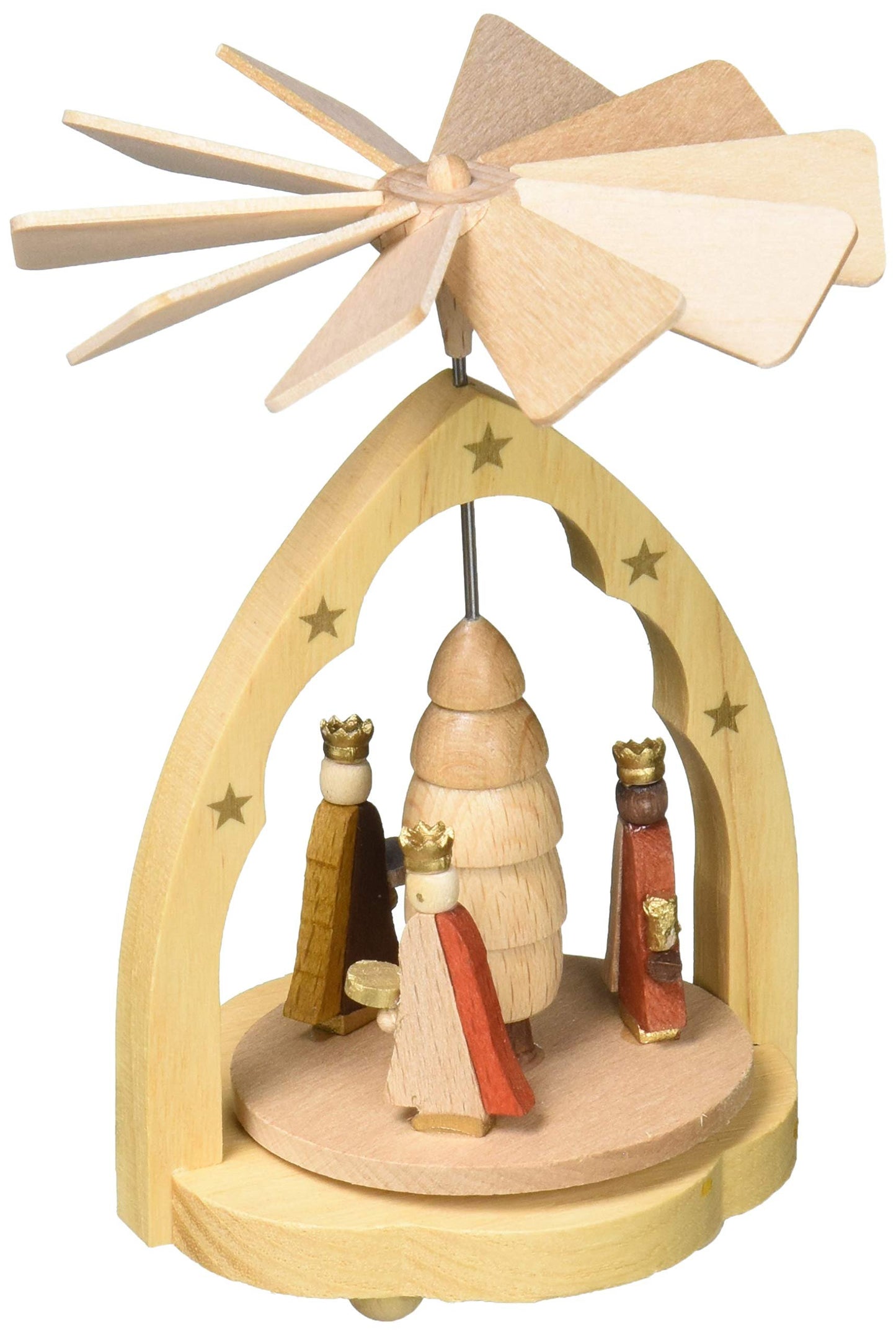 Alexander Taron 1719 Richard Glaesser Mini Pyramid-3 Kings Natural Wood-6.5" H W x 2.5" D, Brown