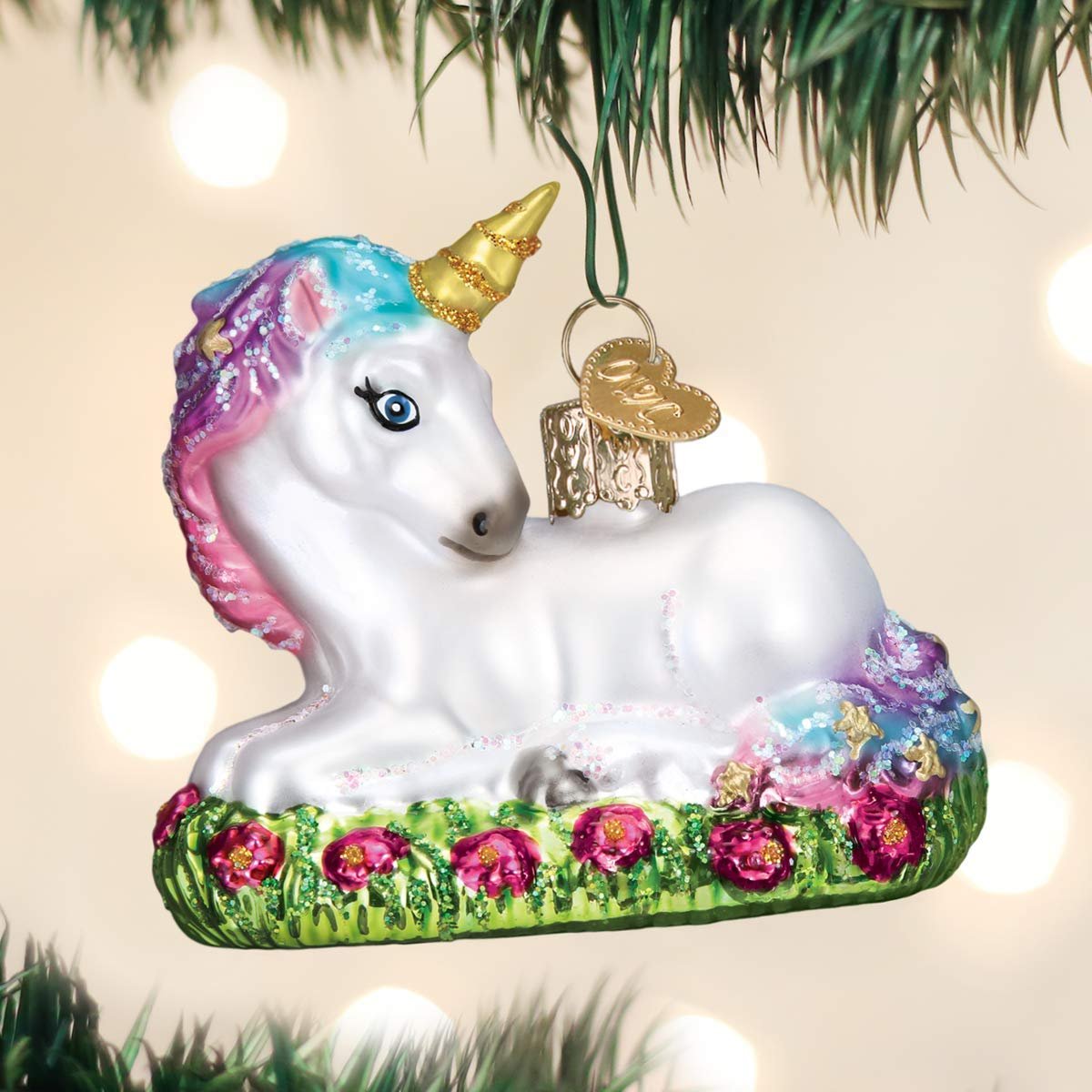 Old World Christmas Baby Unicorn Ornament, Multi