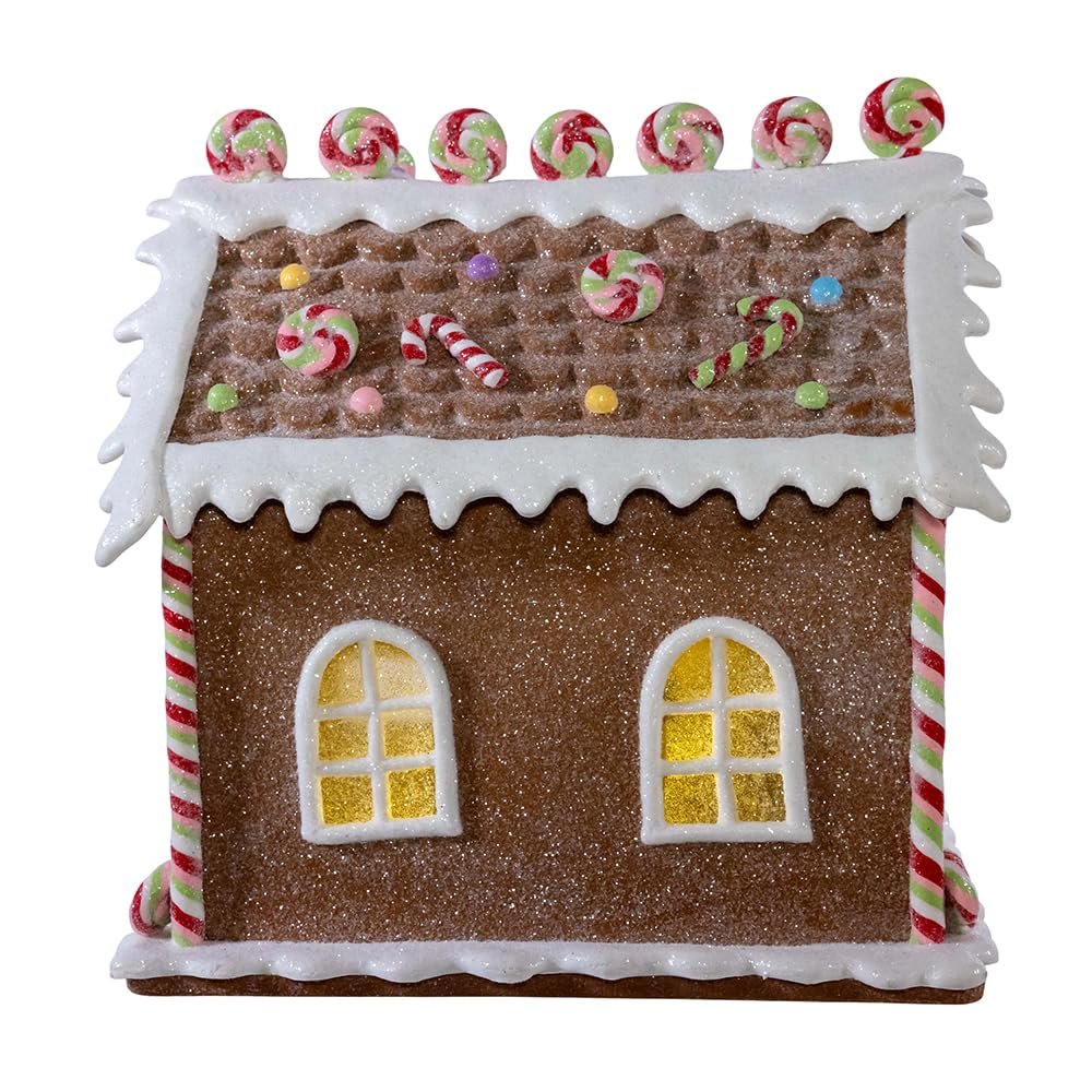 Kurt S. Adler Kurt Adler 8.46-inch Battery Operated LED Lighted Lollipop Shop Gingerbread House, Multicolor