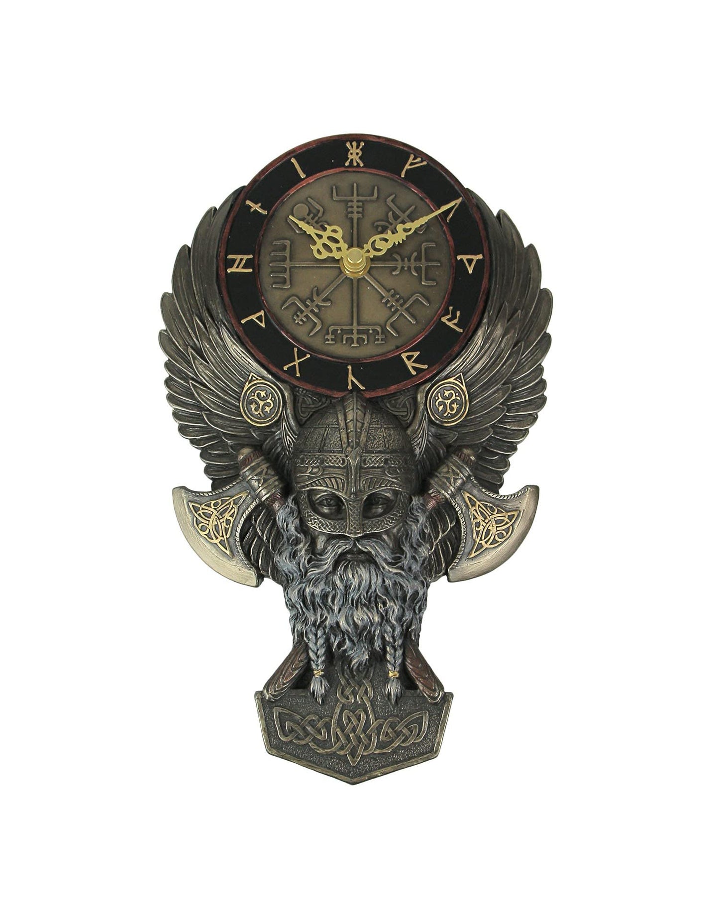 Veronese Design 11 3/8" Twin Axe Viking Berserker Wall Plaque Clock Cold Cast Resin Antique Bronze Finish Sculpture