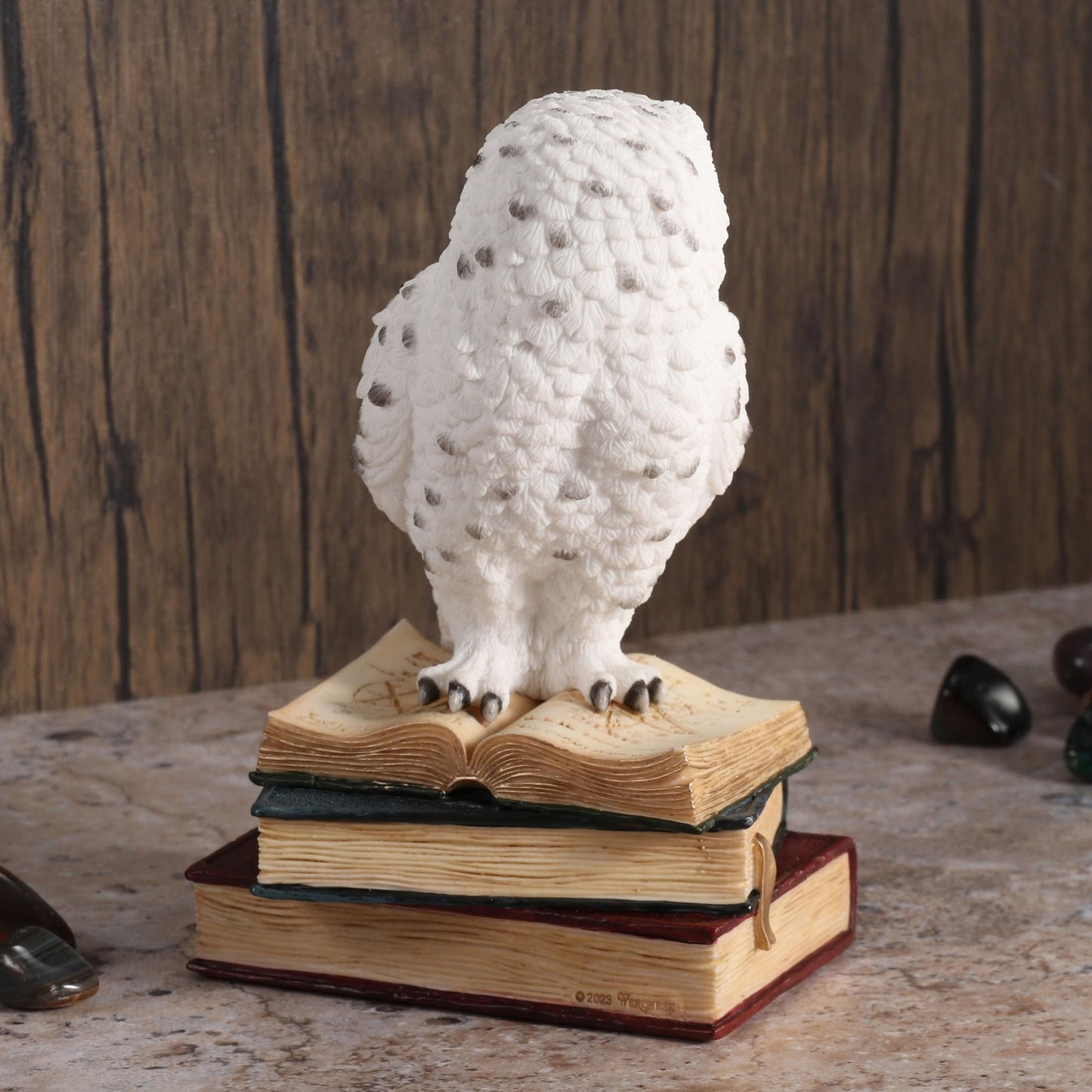 Veronese Design 6 7/8 Inch Snowy Owl Perching On Stack of Books Resin Sculpture Hand Painted Figurine Animal Home Decor Statue