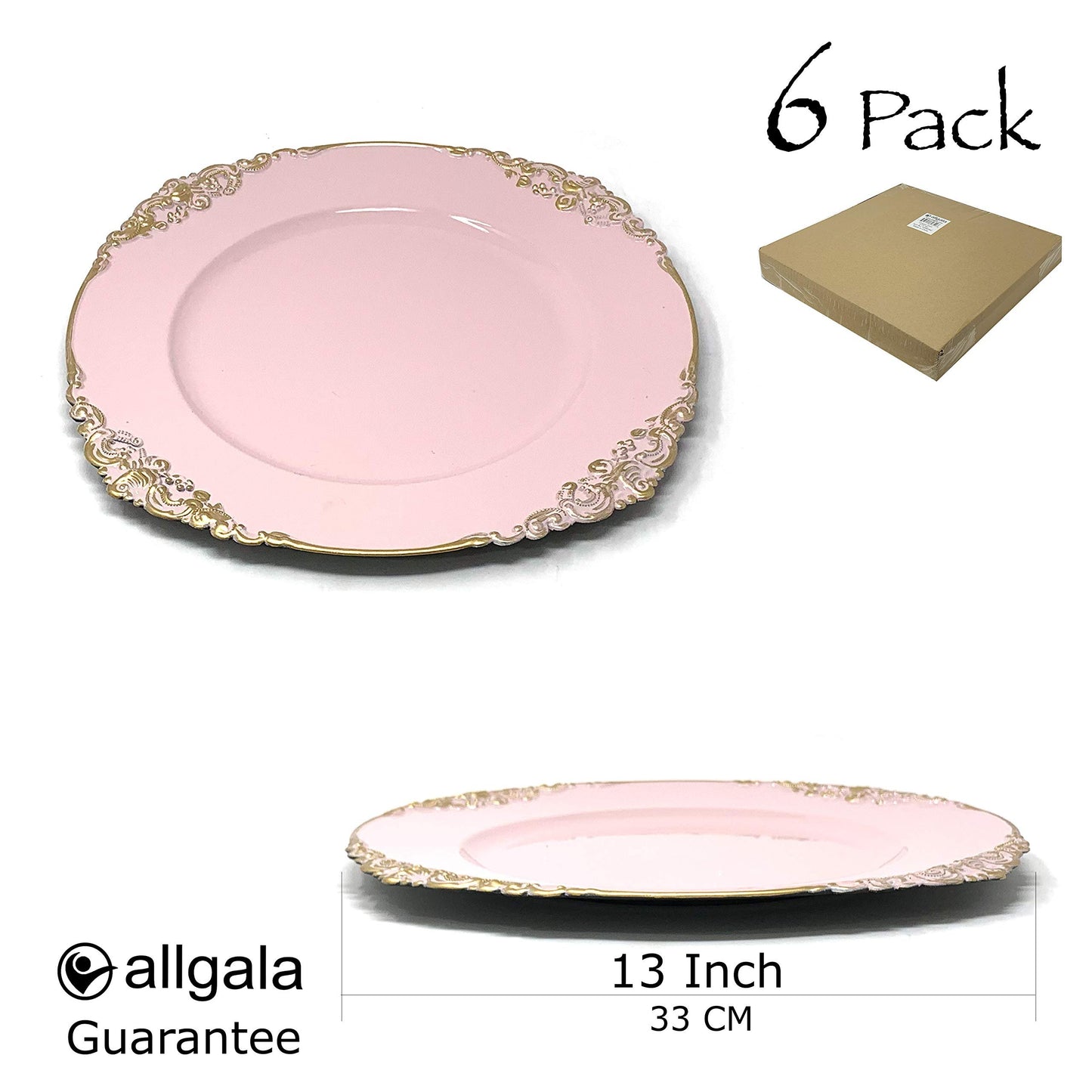 allgala Heavy Quality Round Charger Plates - Elegant Gold Chargers for Dinner Plates