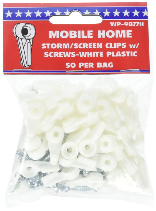 WP-9877H Screen Clips Storm W/Screws - 50 Pack,