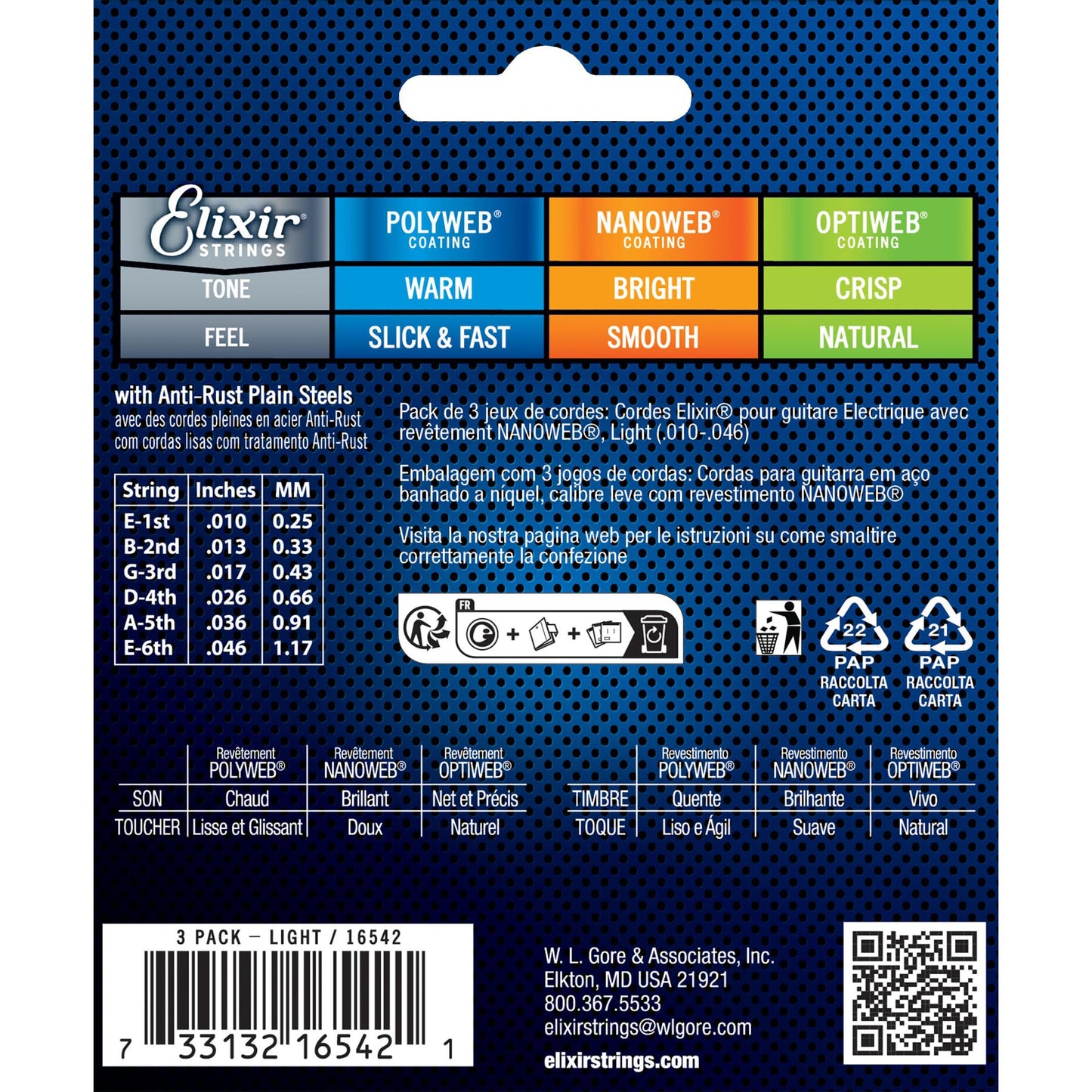 Elixir Strings, Electric Guitar Strings, Nickel Plated Steel with NANOWEB Coating, Longest-Lasting Bright Tone with Comfortable