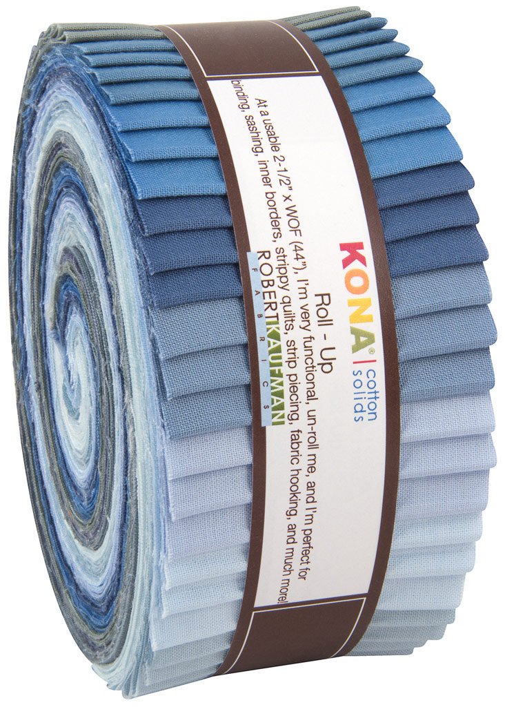 Studio RK Kona Cotton Solids Overcast Roll Up 40 2.5-inch Strips Jelly Roll Robert Kaufman Fabrics RU-425-40
