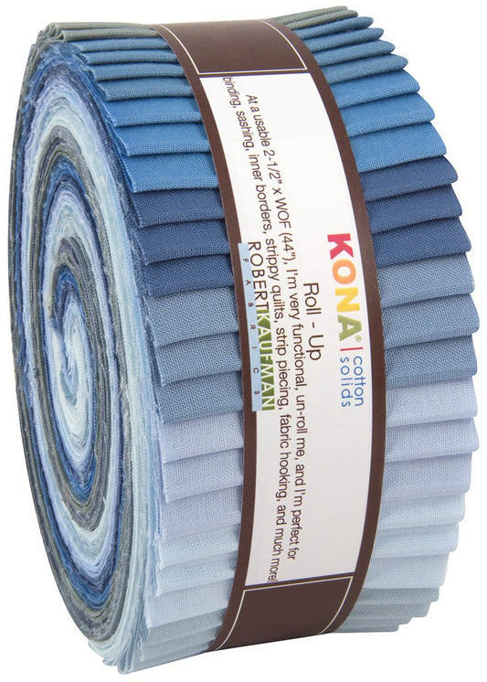 Studio RK Kona Cotton Solids Overcast Roll Up 40 2.5-inch Strips Jelly Roll Robert Kaufman Fabrics RU-425-40