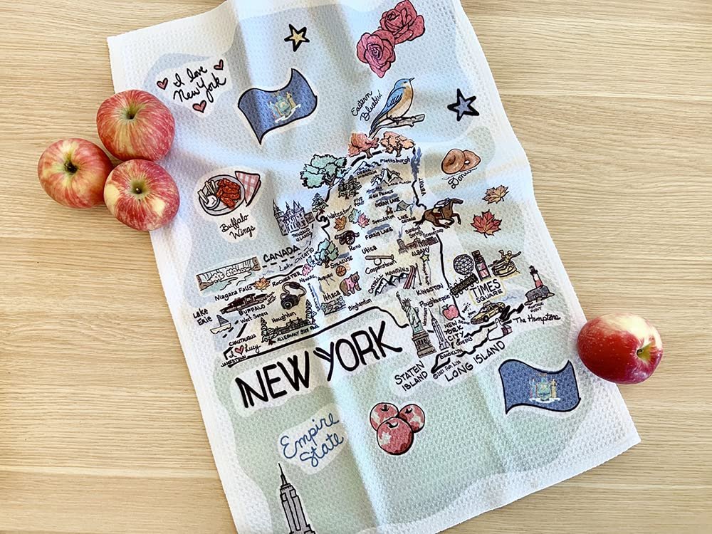Fish Kiss® 16"x24" Map Dish Towel is of 100% Microfiber Waffle Weave Making it Super Absorbent, Soft & Machine Washable - Map Kitchen Towel,Map Dish Cloth is Multi Purpose