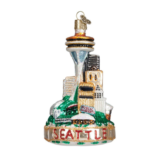 Old World Christmas Cities, Places and Landmarks Glass Blown Ornaments for Christmas Tree Seattle Skyline