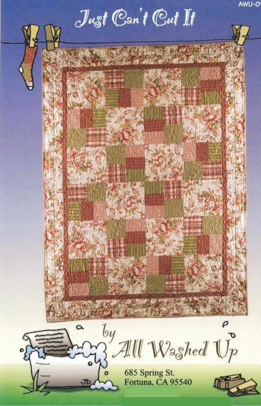 Just Can't Cut Quilt Pattern, For Large & Scenic Prints and Panels, 7 Size Options
