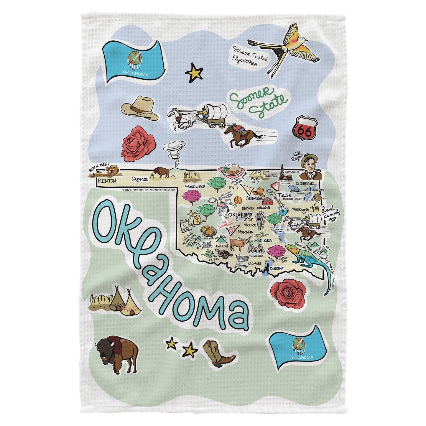 Fish Kiss® 16"x24" Map Dish Towel is of 100% Microfiber Waffle Weave Making it Super Absorbent, Soft & Machine Washable - Map Kitchen Towel,Map Dish Cloth is Multi Purpose