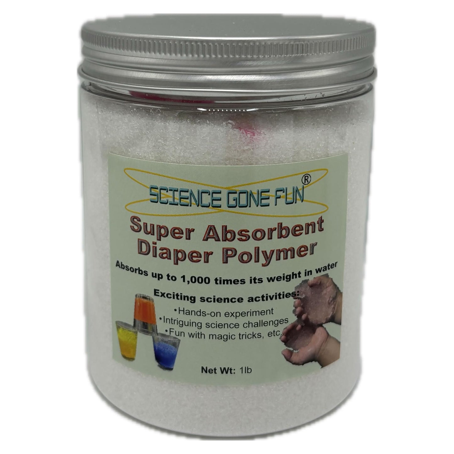 Science Gone Fun Educational Products - Superabsorbent Diaper Polymer 1 lb Sodium Polyacrylate -One Pound of The Superabsorbent Polymer.