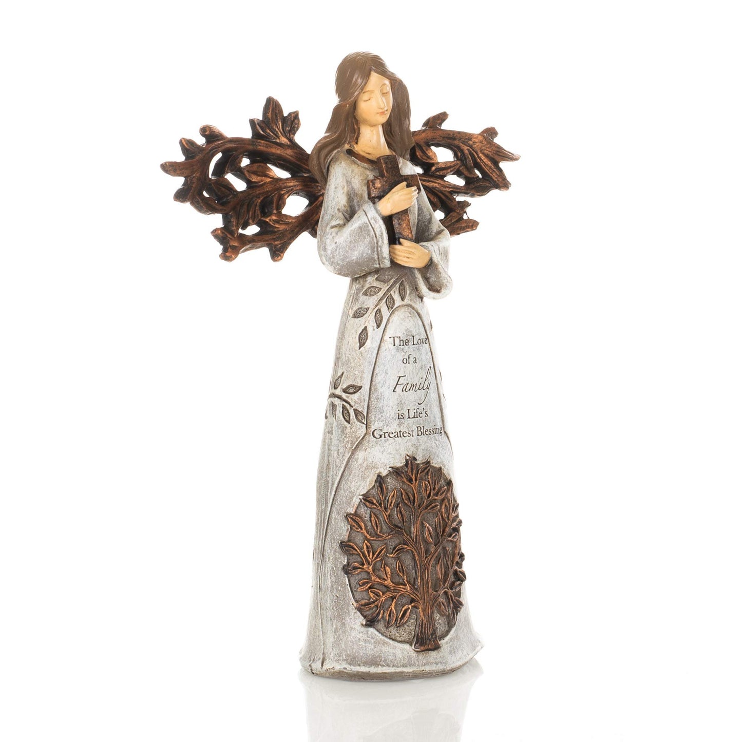 Roman Giftware Inc., Inspirational Heavenly Blessings Collection, 9" H Tree of Life Angel W/Cross,Religious, Inspirational, Durable (6x2x9)