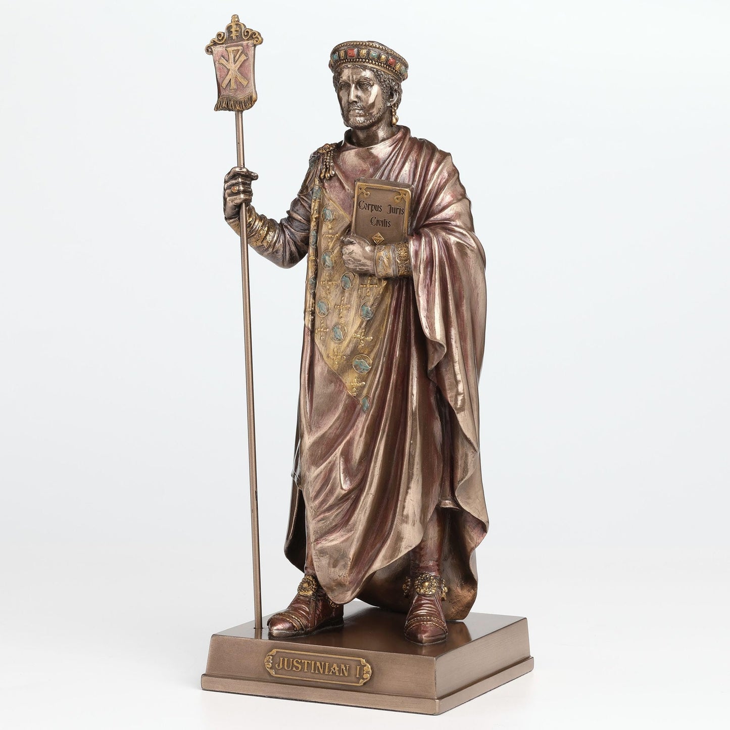 Veronese Design 10 1/4 Inch Byzantine Emperor Justinian The First Cold Cast Resin Bronze Finish Statue