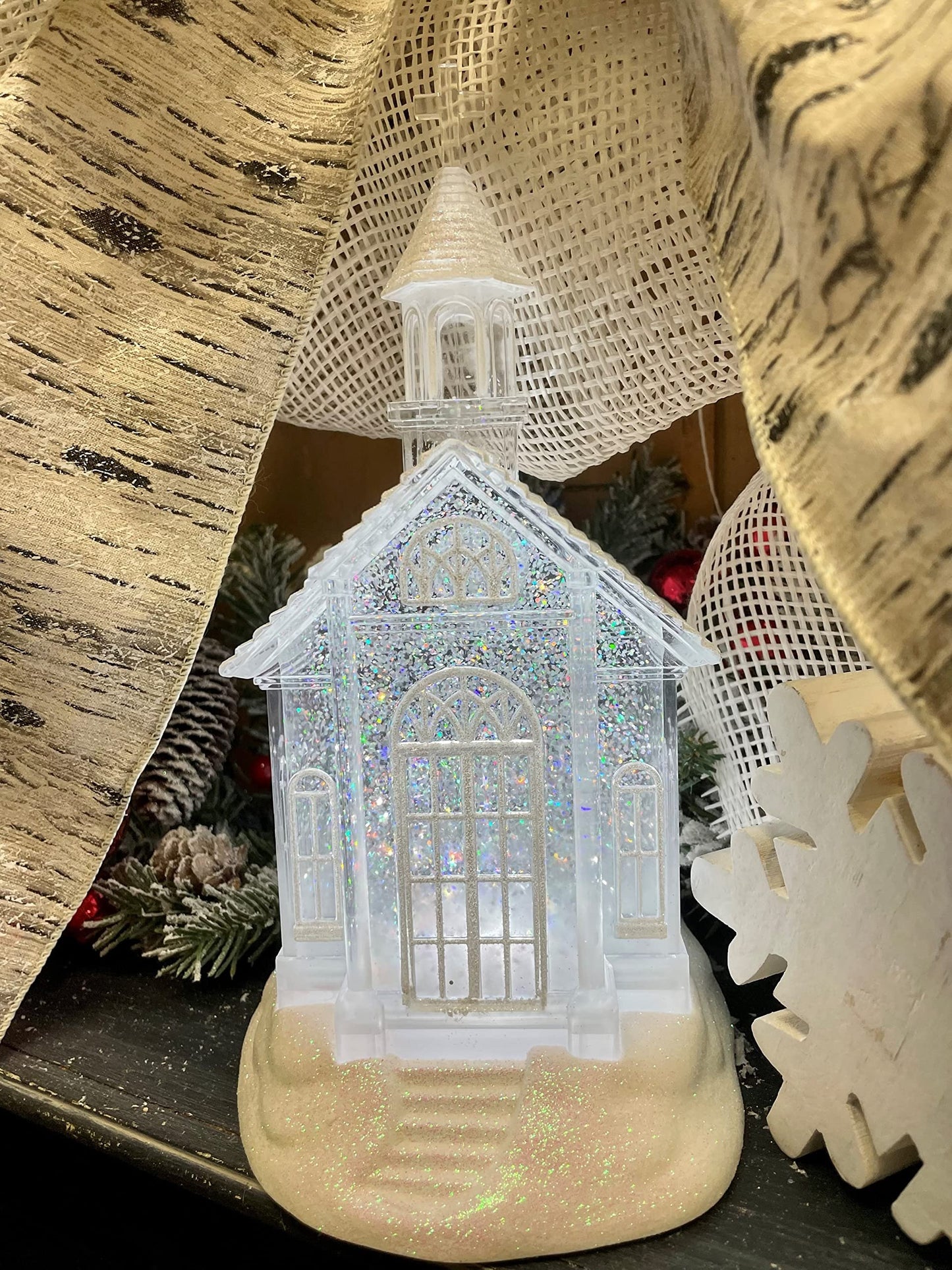 RAZ Imports 07956-10.5in Battery Operated Water Filled (Batteries not Included) (10.5in LIGHTED CHURCH LANTERN (3919039))