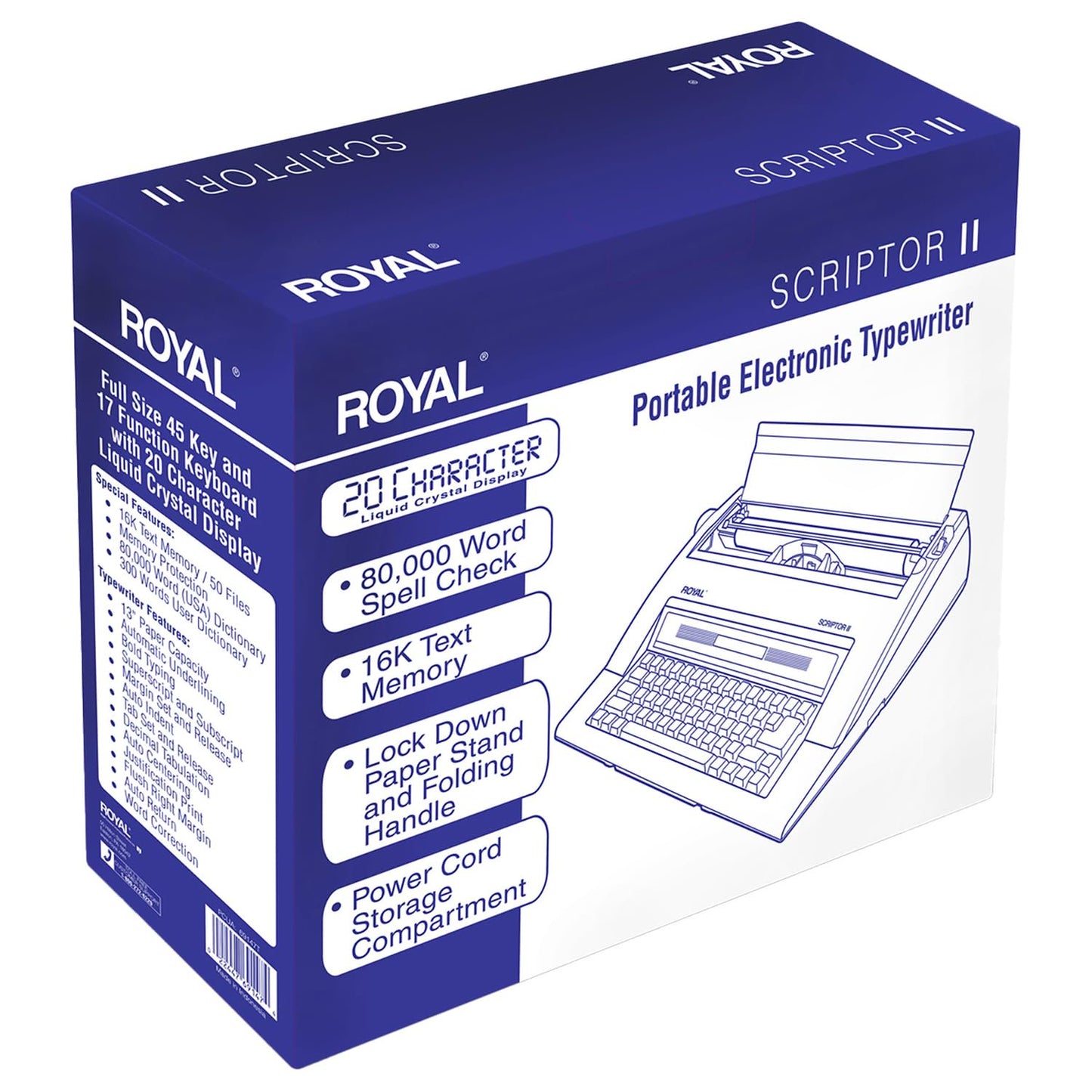 ROYAL 69147T Scriptor II Typewriter, White