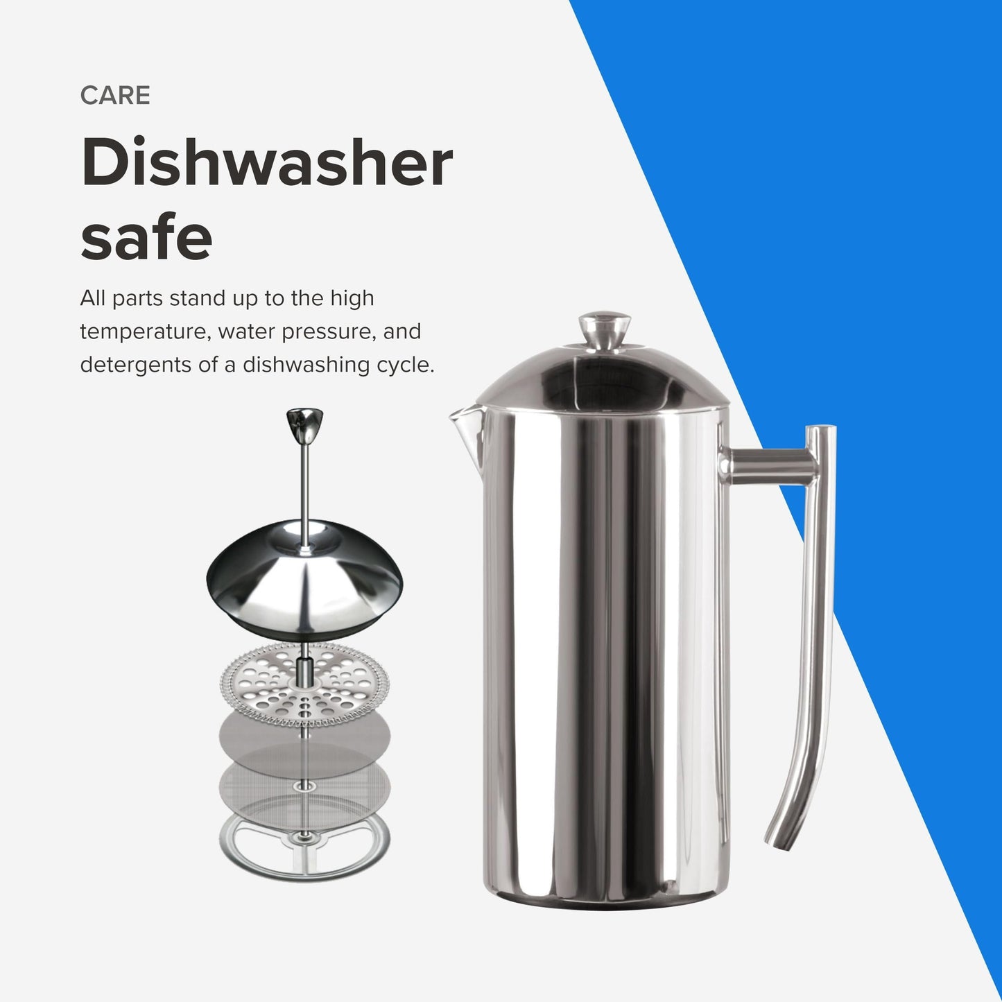 Frieling USA Double Wall Stainless Steel French Press Coffee Maker with Zero Sediment Dual Screen