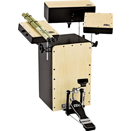 Meinl Percussion Cocktail Cajon Pickups, Accessories and Mounts— Made in Europe — Forward Facing Ports and No Snares for Enhanced Bass, Includes Pedal, PBASSCAJ-KIT, 0
