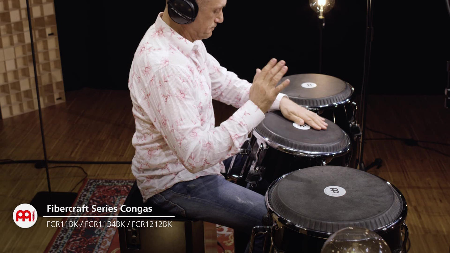 Meinl Percussion Conga with Fiberglass Shell, Fibercraft Series-NOT Made in China-Black Finish, 12 1/2" Skyndeep REMO Head and SSR Rim, 2-Year Warranty, 0 (FCR1212BK)