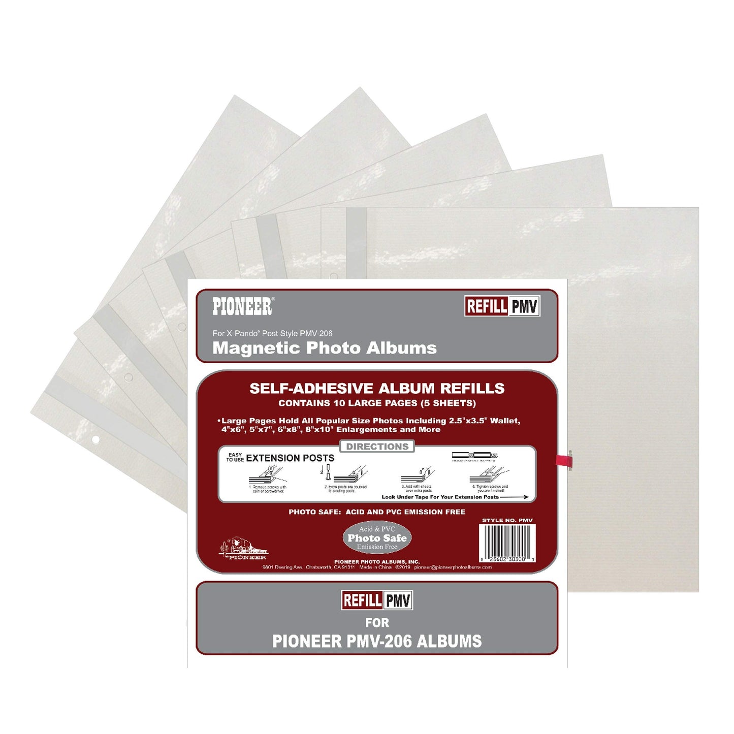 Premium 2-Pack Refill Pages for PMV-206 Large Magnetic Page X-Pando Photo Album