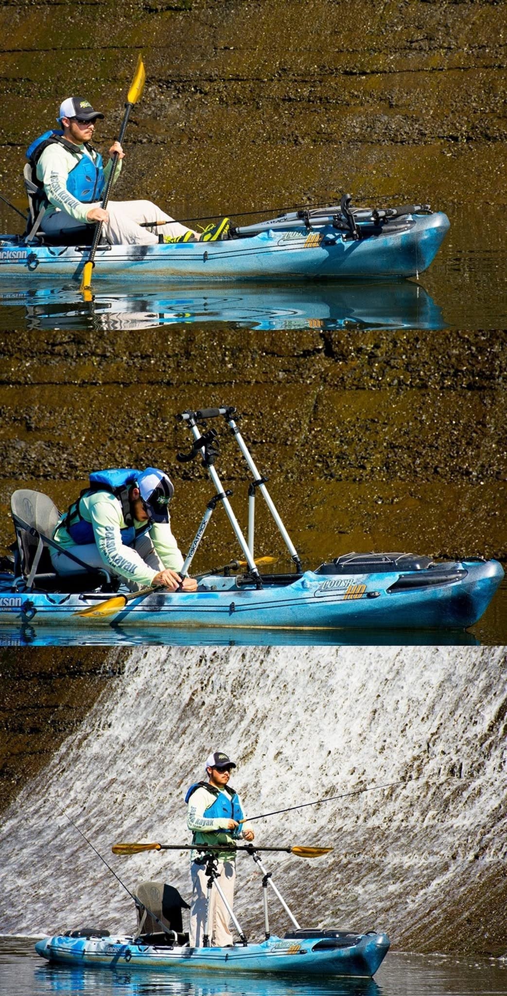 YakAttack CommandStand Universal Kayak Stand Assist Bar | Adjustable Width | Includes Paddle Holders & Accessory Mounts | Track or Flat Mount | Folding Frame | Made in USA
