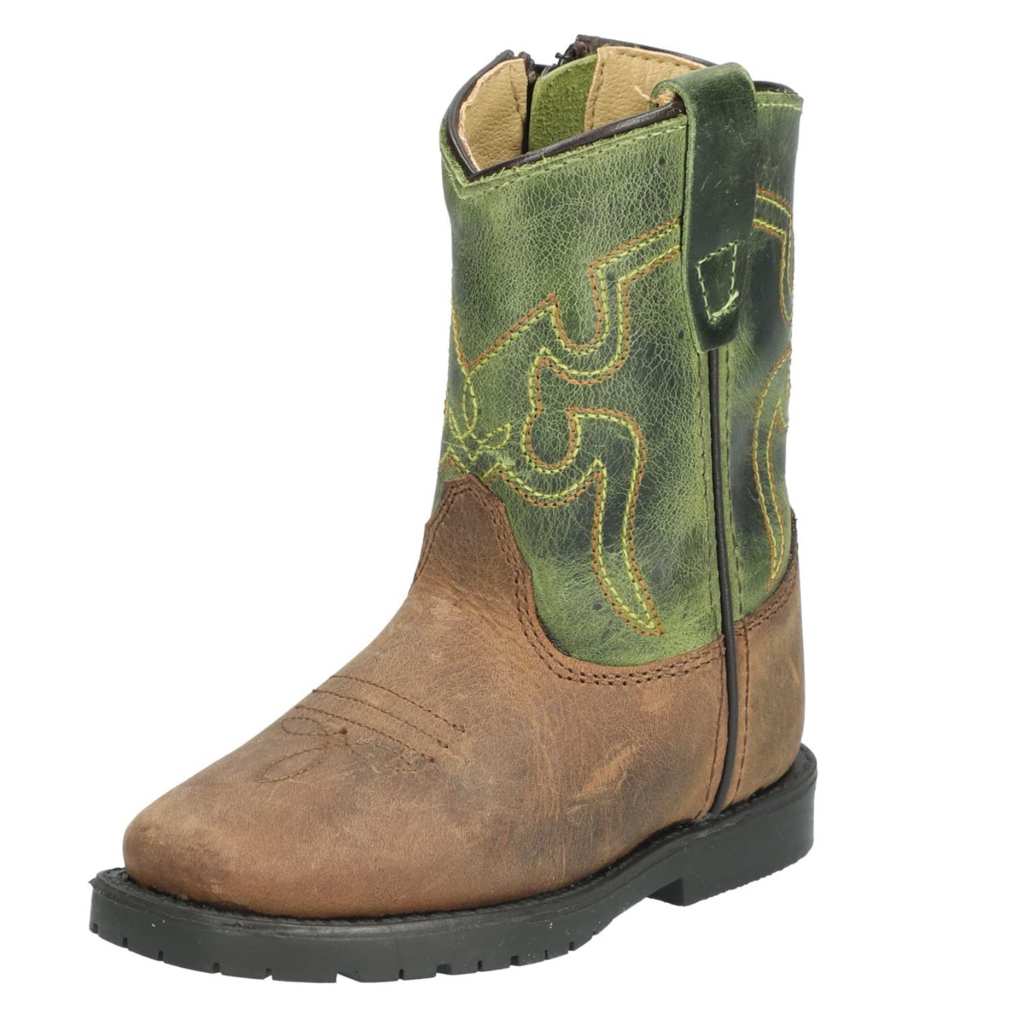 Smoky Mountain Toddlers Brown/Green Autry Square Toe Western Cowboy Boot,6 M US Toddler