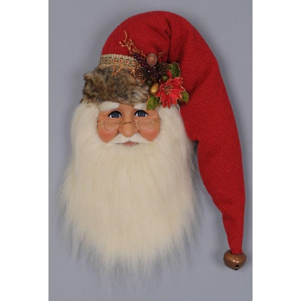 Karen Didion Originals Woodland Santa Head Wall/Door Hanger Figurine, 18 Inches - Handmade Christmas Holiday Home Decorations and Collectibles
