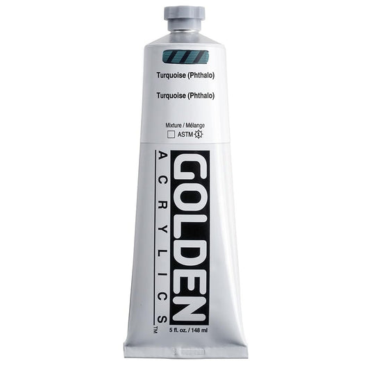 Heavy Body Acrylics by GOLDEN, Turquoise (Phthalo), 5 fl. oz. Tube, Professional Acrylic Paint, Transparent