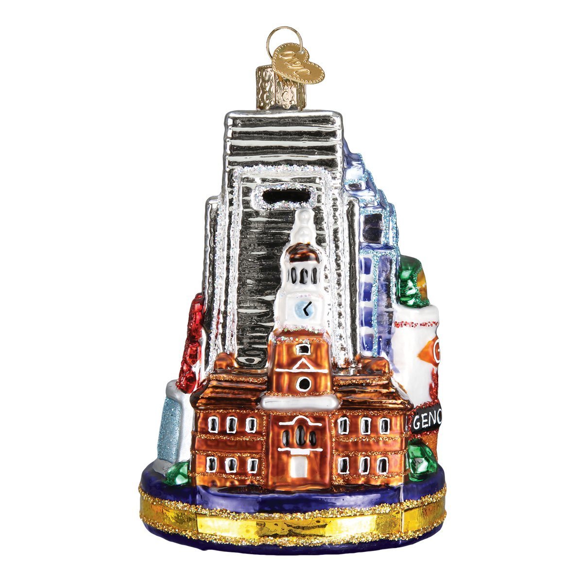 Old World Christmas Glass Blown Ornament with S-Hook and Gift Box, Location Collection (Philadelphia)