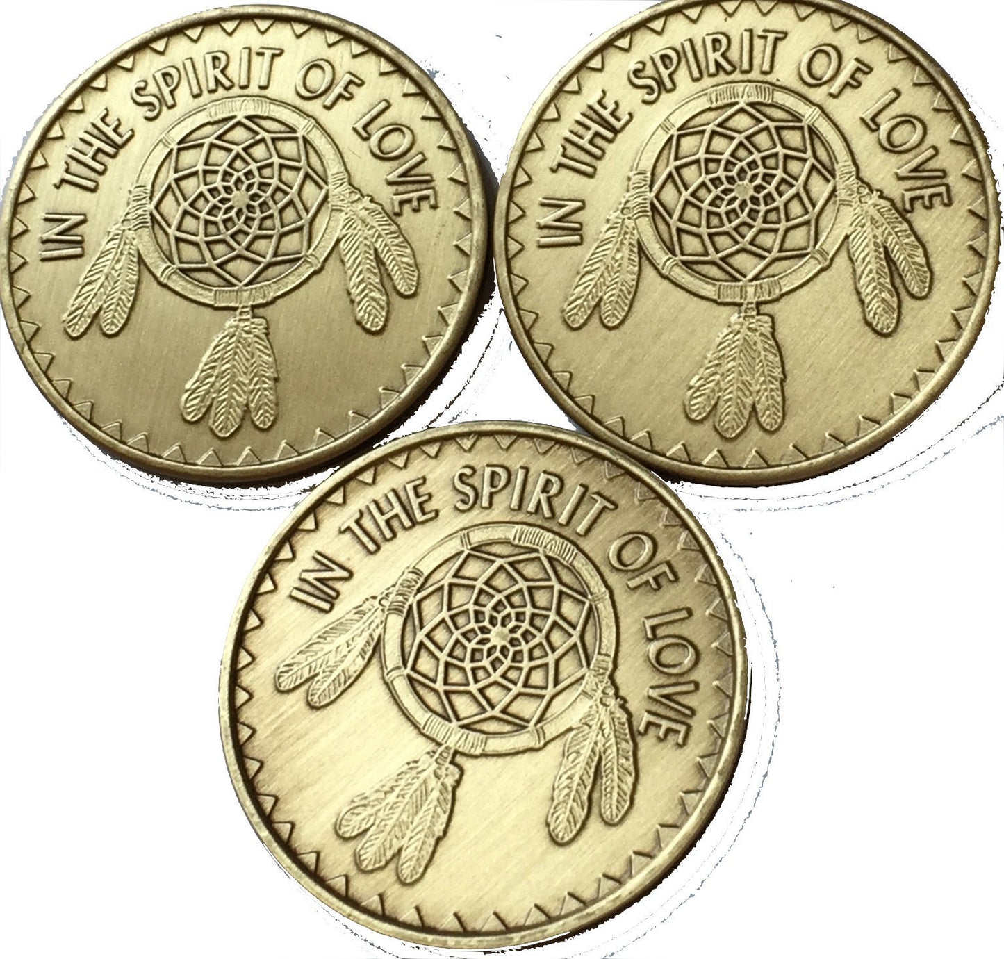 Bulk Set of 3 in The Spirit of Love Native American Great Spirit Prayer Bronze Medallion Chips