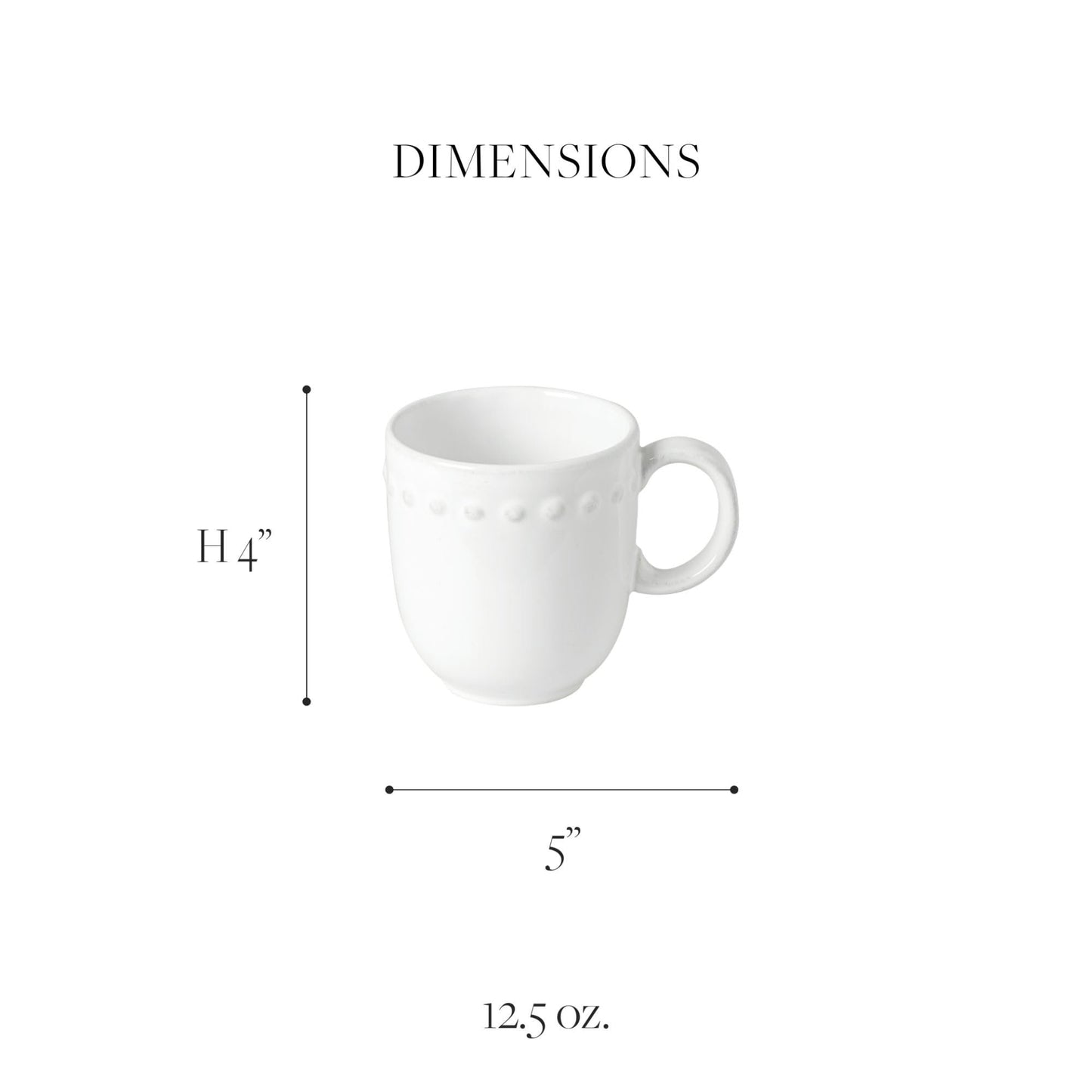 Costa Nova Ceramic Stoneware 12.5 oz. Mug - Pearl Collection, White | Microwave & Dishwasher Safe Dinnerware | Food Safe Glazing | Restaurant Quality Drinkware