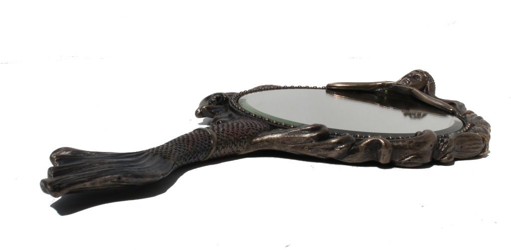 Veronese Design 11 1/8 Inch Mermaid Hand Mirror Cold Cast Resin Bronze Finish Sculpture