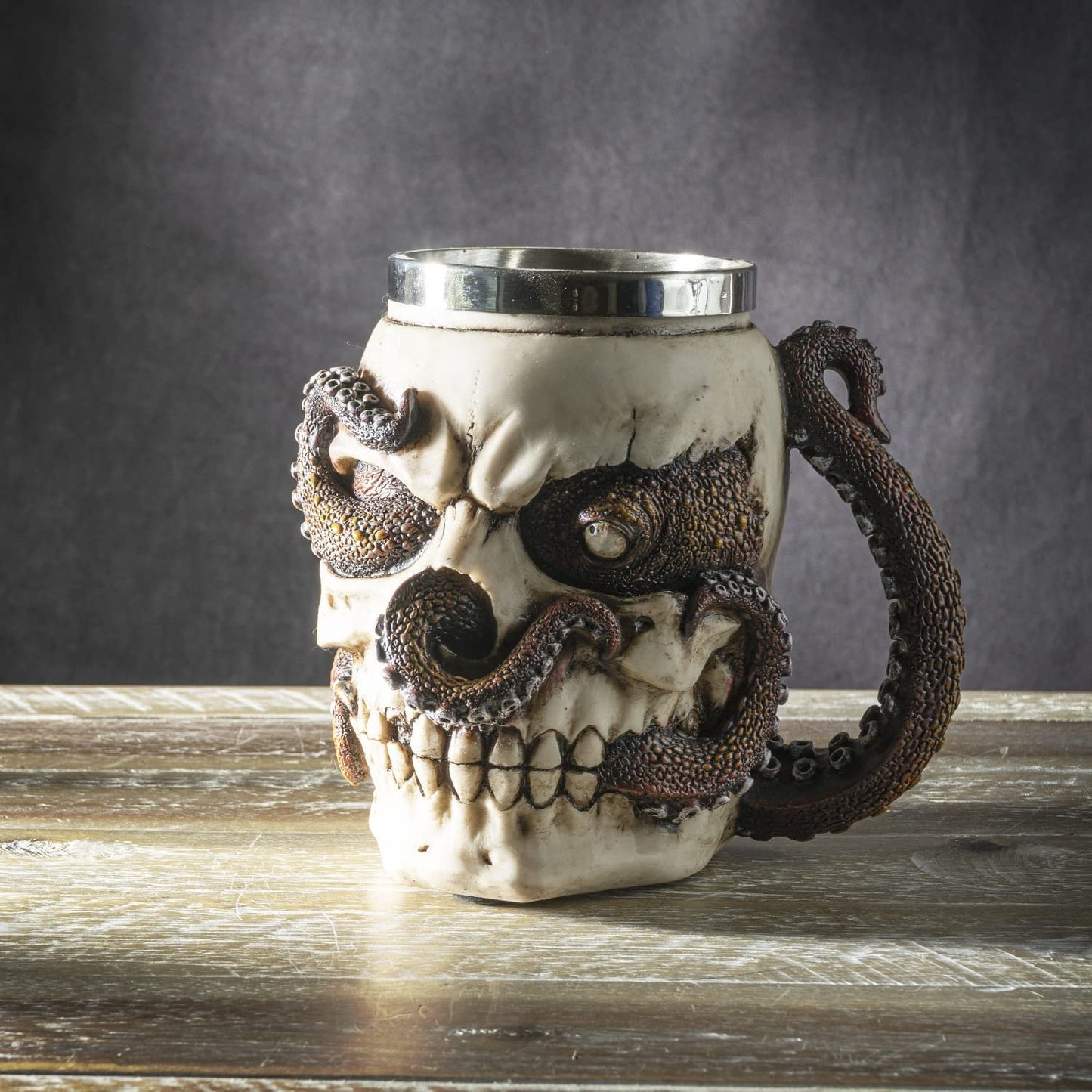 SUMMIT COLLECTION Kraken Skull Mug 16 fl oz Beer Tankard Coffee Mug 5 inch Tall Octopus Tentacle Handles
