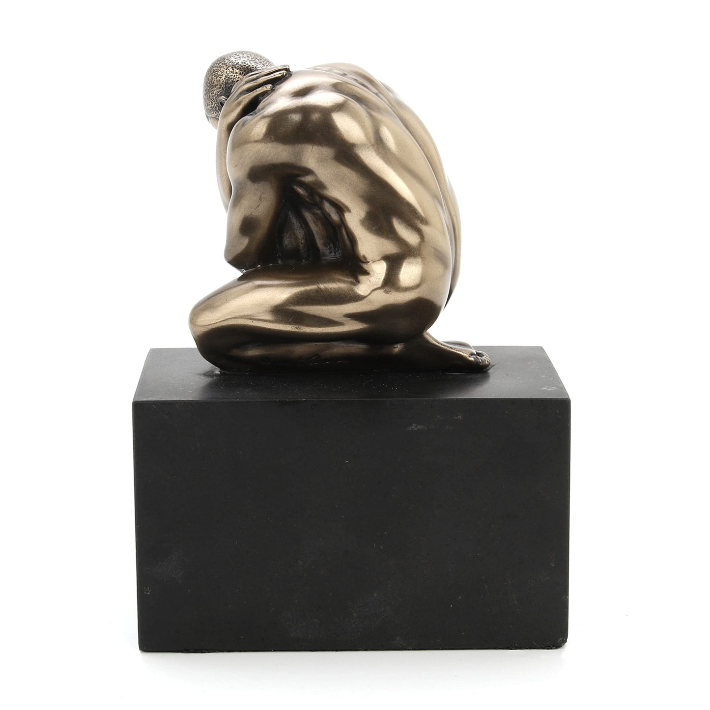 Veronese Design 4 3/8" Tall Naked Weeping Male Figurine on Plinth Cold Cast Resin Statue Antique Bronze Body Art Sculpture