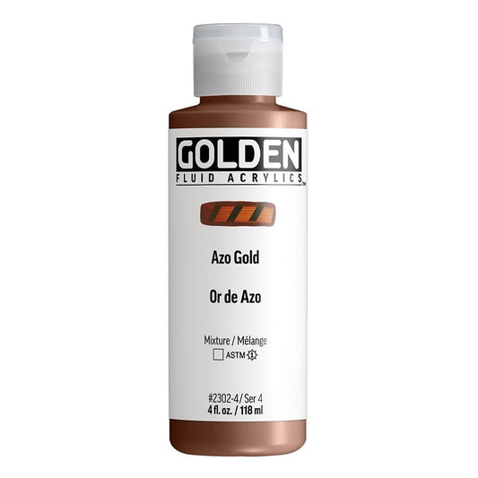 Fluid Acrylics by GOLDEN, Azo Gold, 4 fl. oz. Bottle, Professional Acrylic Paint, Transparent