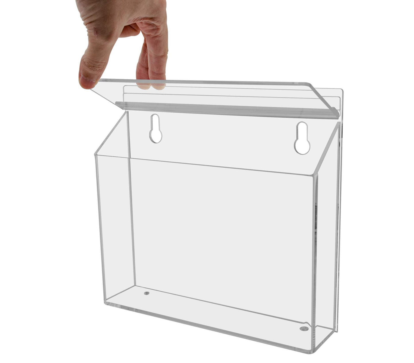 Marketing Holders Outdoor Brochure Holder Holds 9” x 6” Booklets and Bifolds Wall Mount Clear Acrylic Box with Lid Store Front Pamphlet Display Take One Organizer Bin