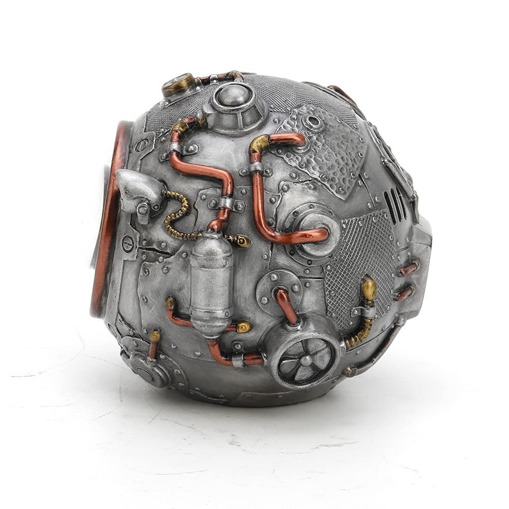 Veronese Design 3 3/8 Inch Tall Steampunk Orb from Outer Space Alien Collectible Cold Cast Pewter Finish Resin Sculpture