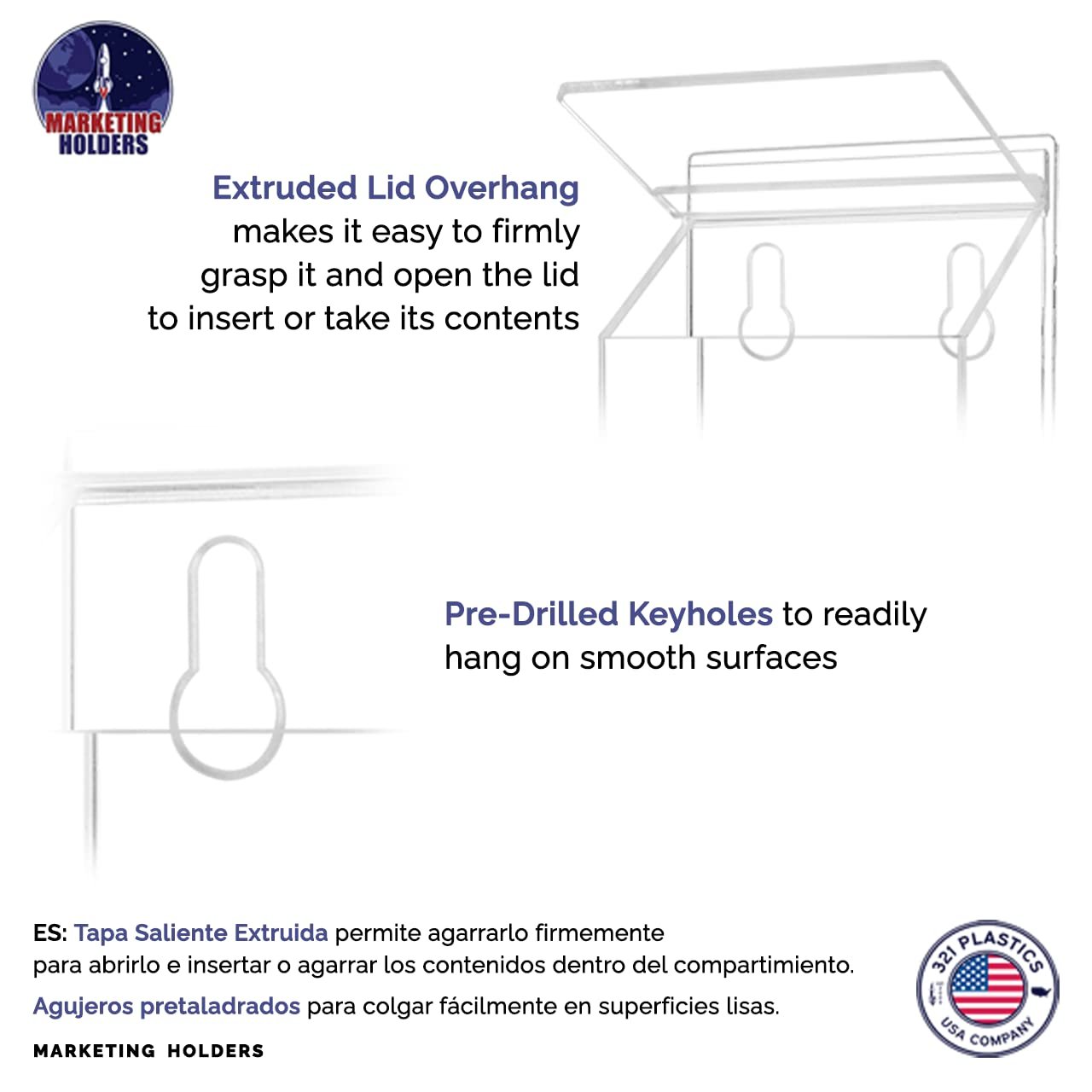 Marketing Holders Outdoor Brochure Holder Holds 9” x 6” Booklets and Bifolds Wall Mount Clear Acrylic Box with Lid Store Front Pamphlet Display Take One Organizer Bin