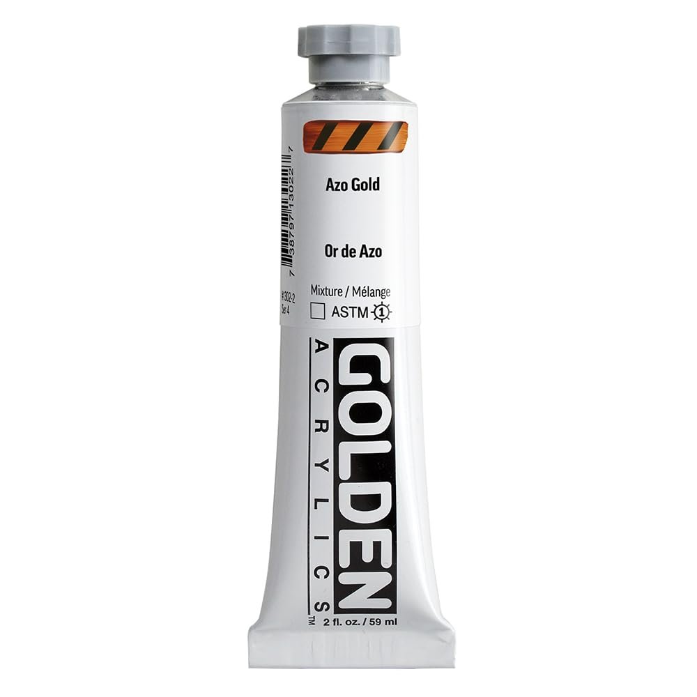 Heavy Body Acrylics by GOLDEN, Azo Gold, 2 fl. oz. Tube, Professional Acrylic Paint, Transparent