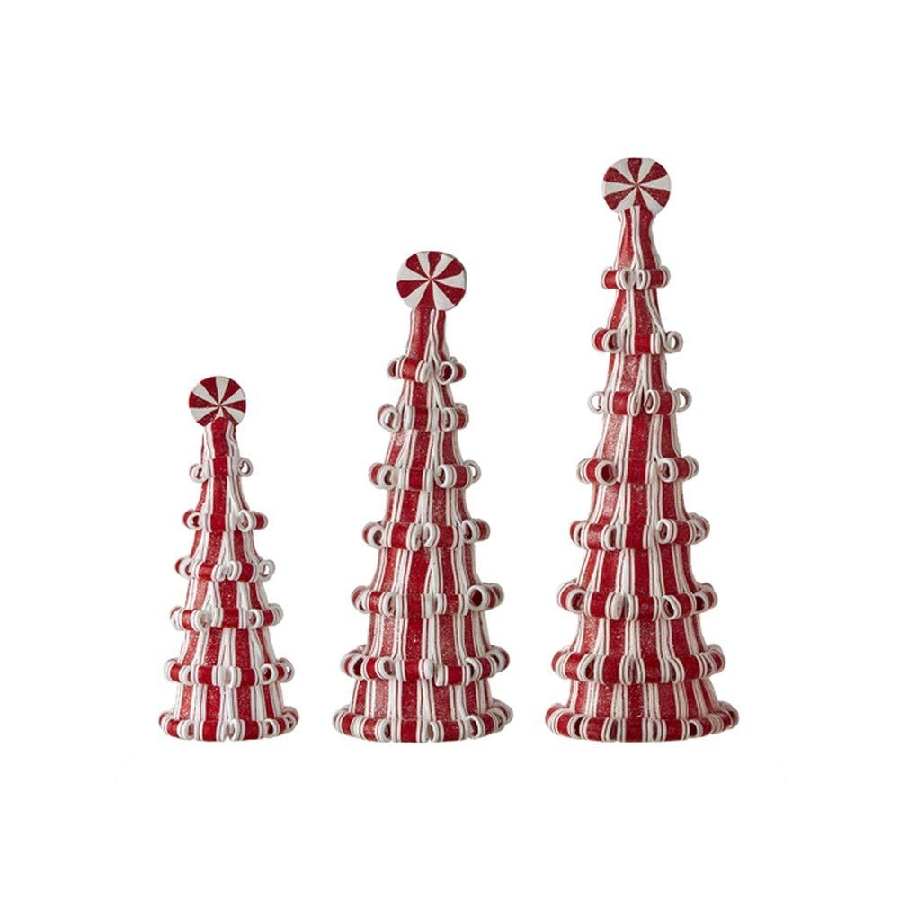 RAZ Imports 2021 Peppermint Parlor 13-inch Peppermint Candy Tree, Set of 3