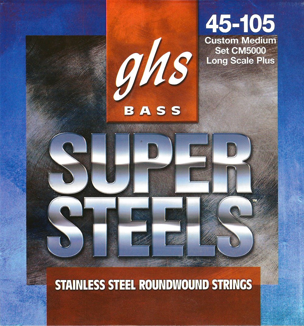 GHS Strings CM5000 Super Steels Stainless Steel Bass Guitar Strings, Medium, 45-105