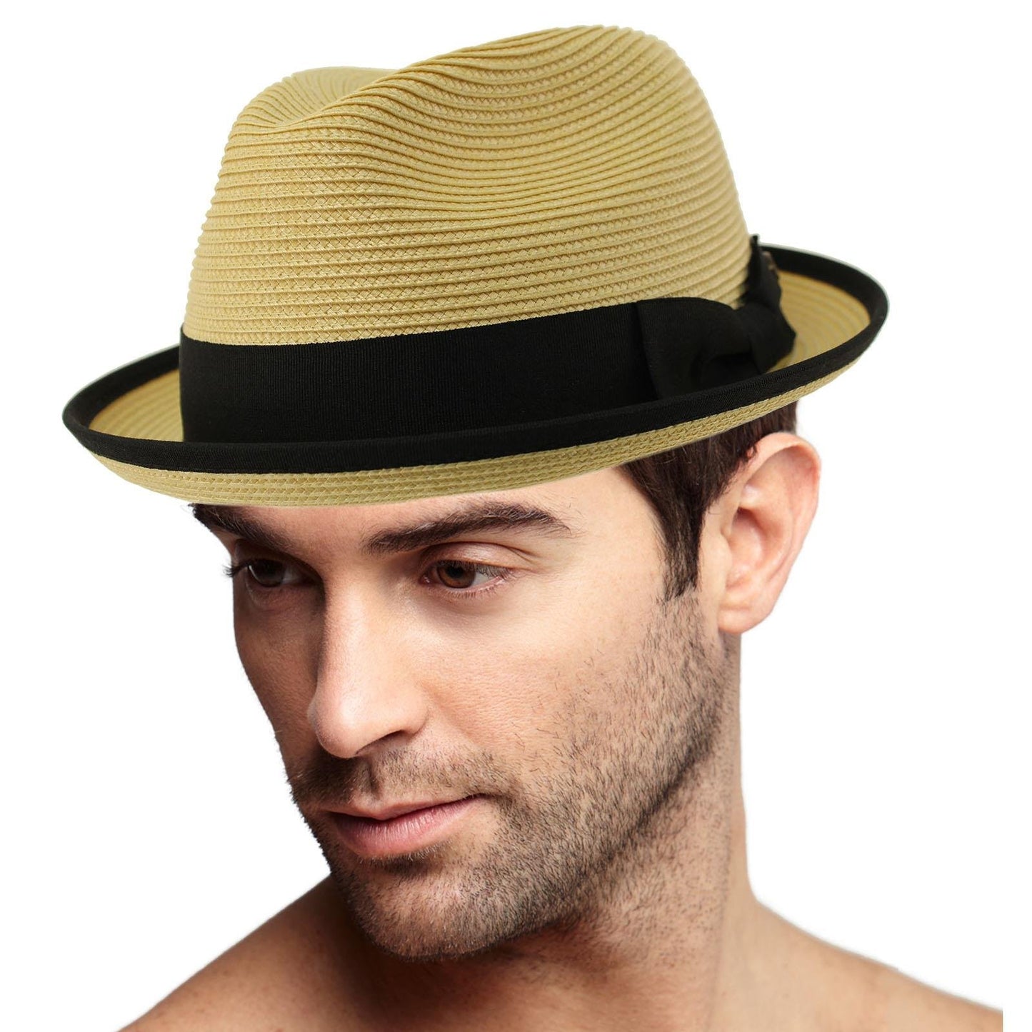 Epoch Men's Classy Travel Crushable 2tone Derby Fedora Upturn Curl Brim Hat