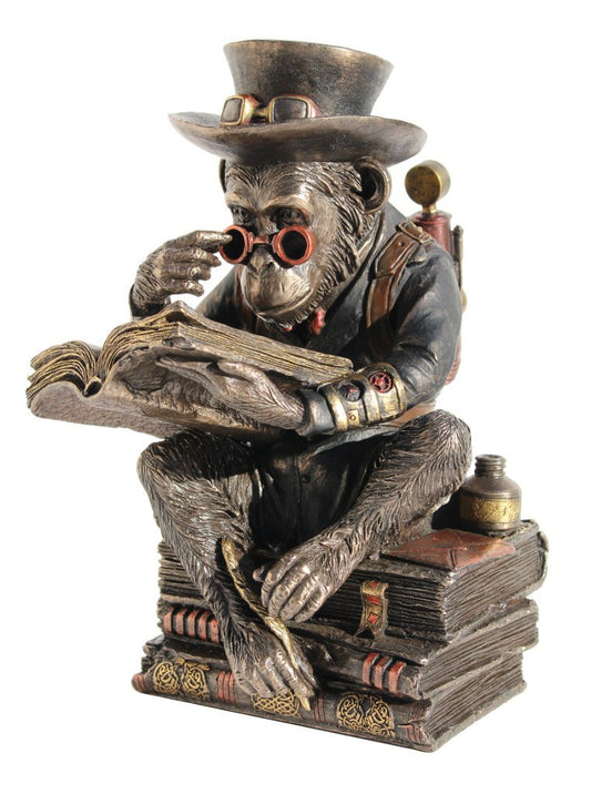 Veronese Design 7 3/4" Steampunk Chimpanzee Scholar Resin Sculpture Bronze Finish