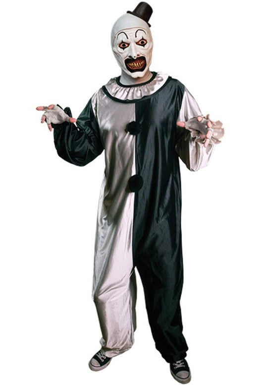 Trick Or Treat Studios Terrifier Art The Clown Costume for Adults, Standard Size, with Jumpsuit and Fingerless Gloves White