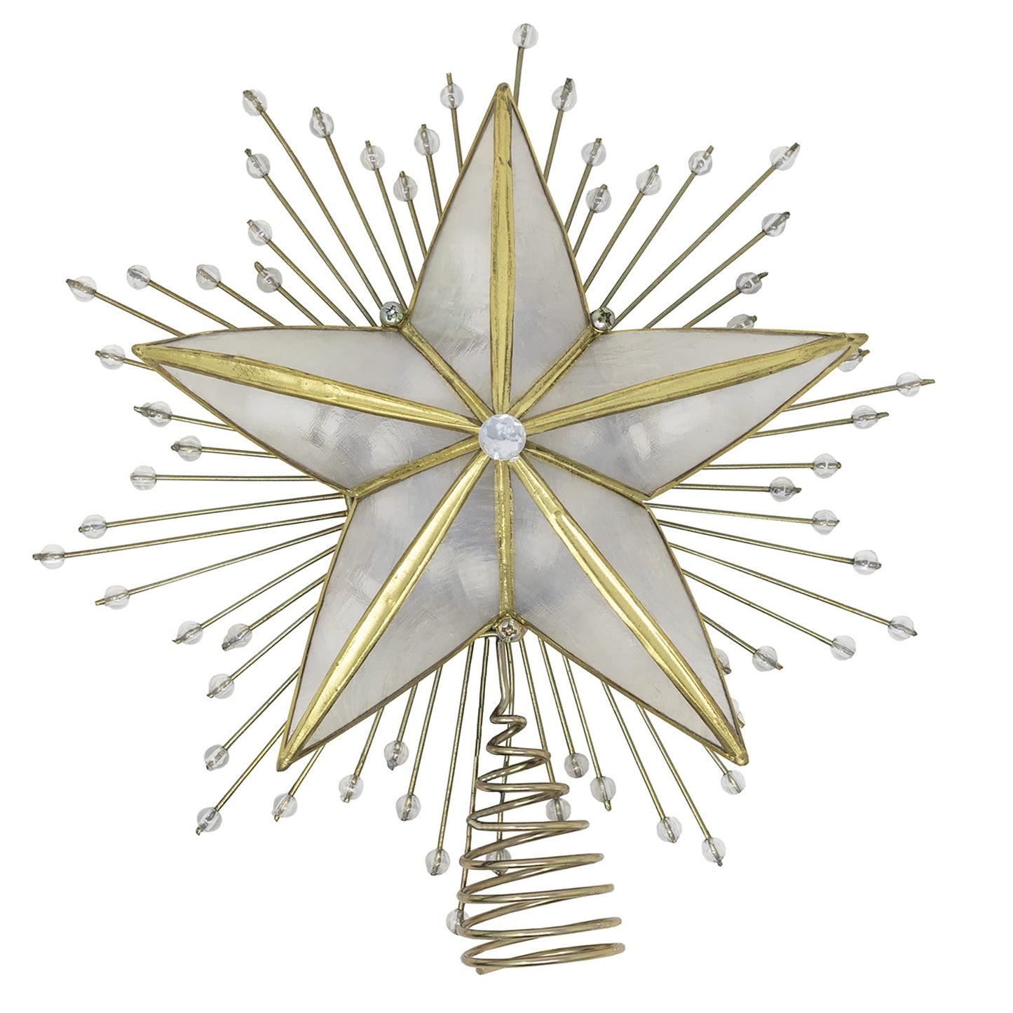 Kurt Adler 10-Inch 5-Point Capiz Star Treetop with Rays and Beads