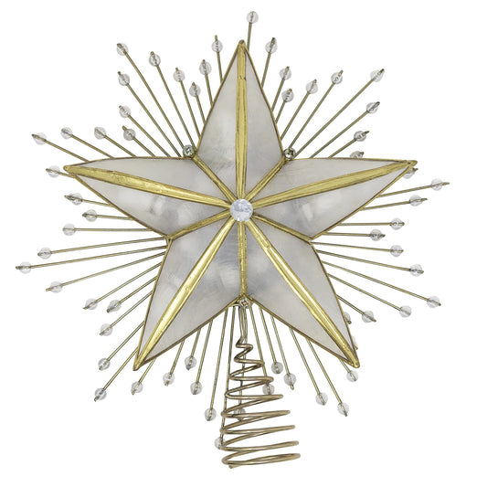 Kurt Adler 10-Inch 5-Point Capiz Star Treetop with Rays and Beads