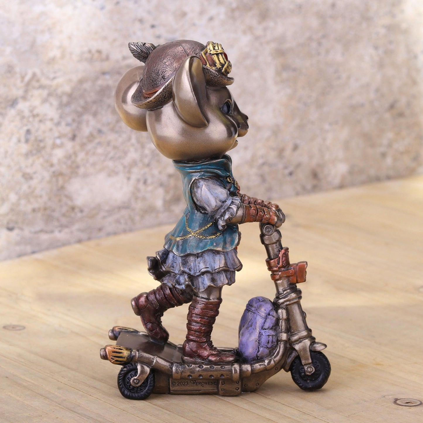 Veronese Design 5 1/2 Inch Steampunk Mice Scooter Racer Cold Cast Resin Bronze Finish Animal Collectible Figurine