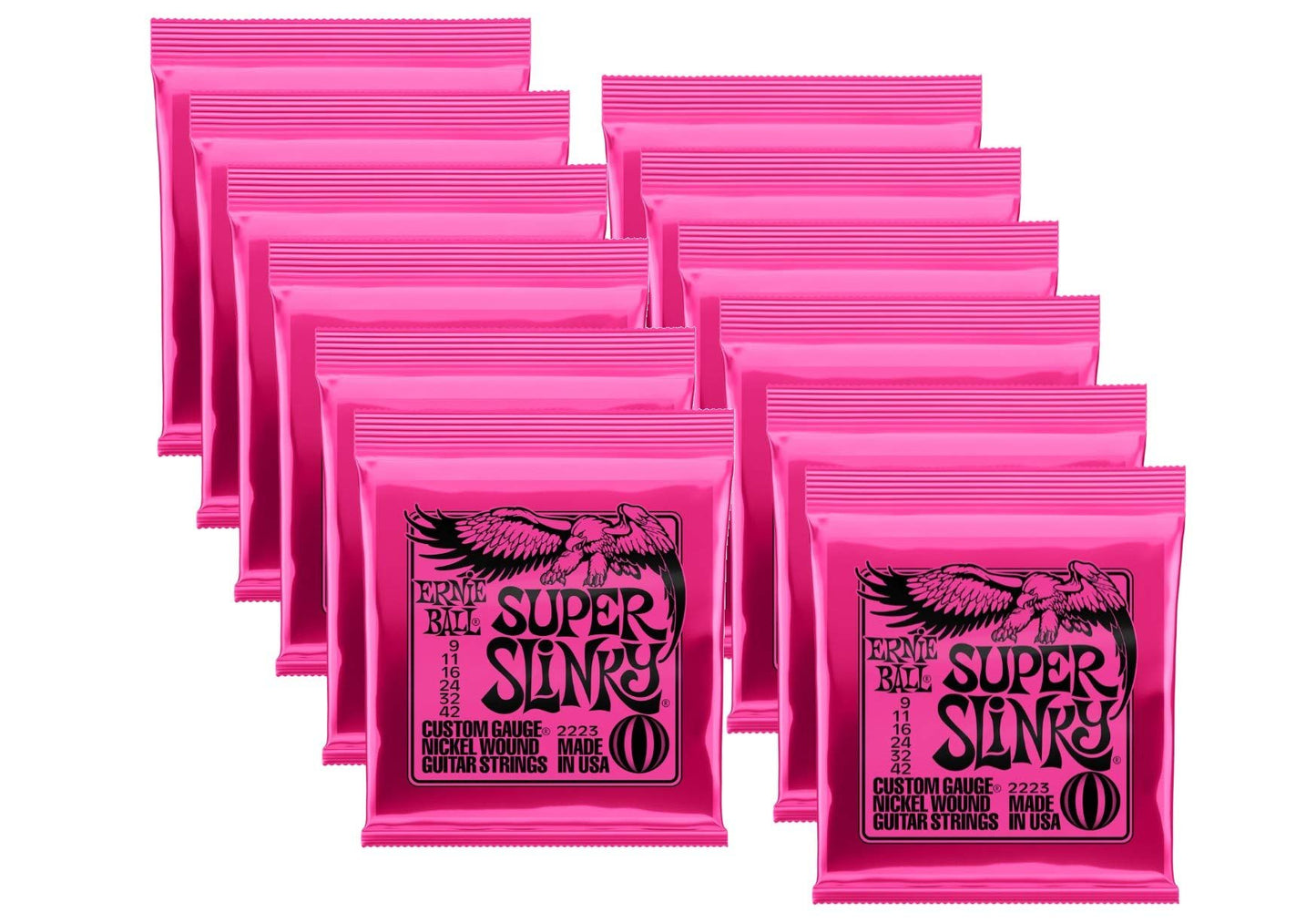 Ernie Ball Super Slinky Electric Guitar Strings, Nickel Wound, Lot/12, P02223